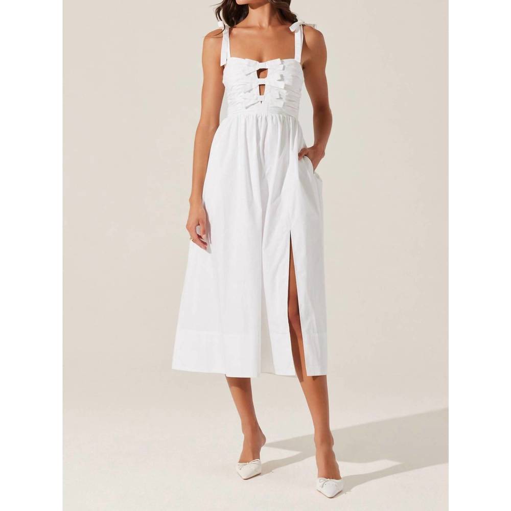 NEW ASTR helia bow front midi dress in white